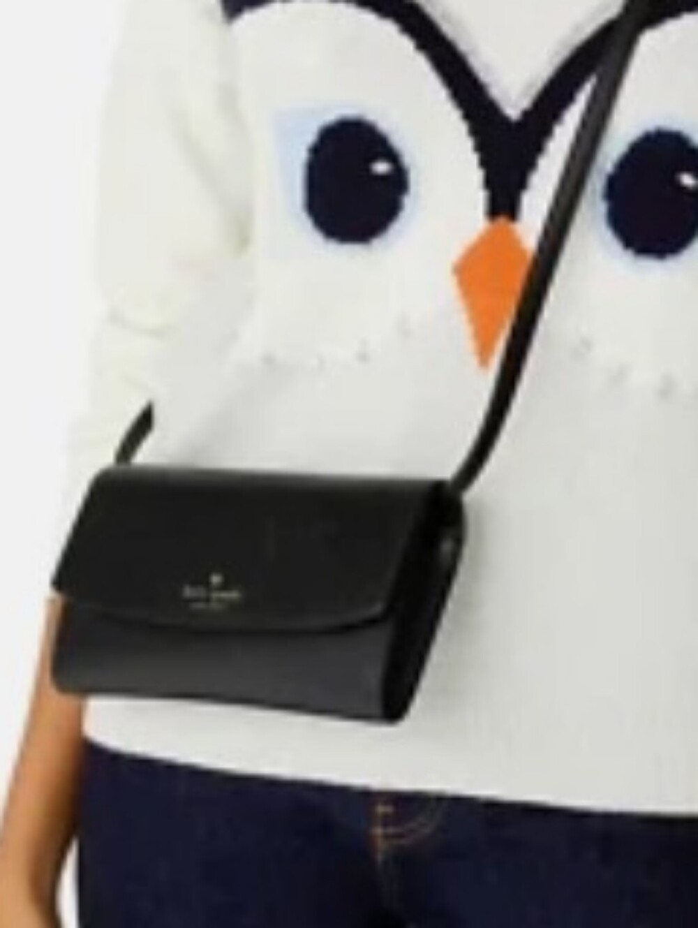 > kate spade Black Saffiano Leather Continental Sholder Bag with Gold Logo